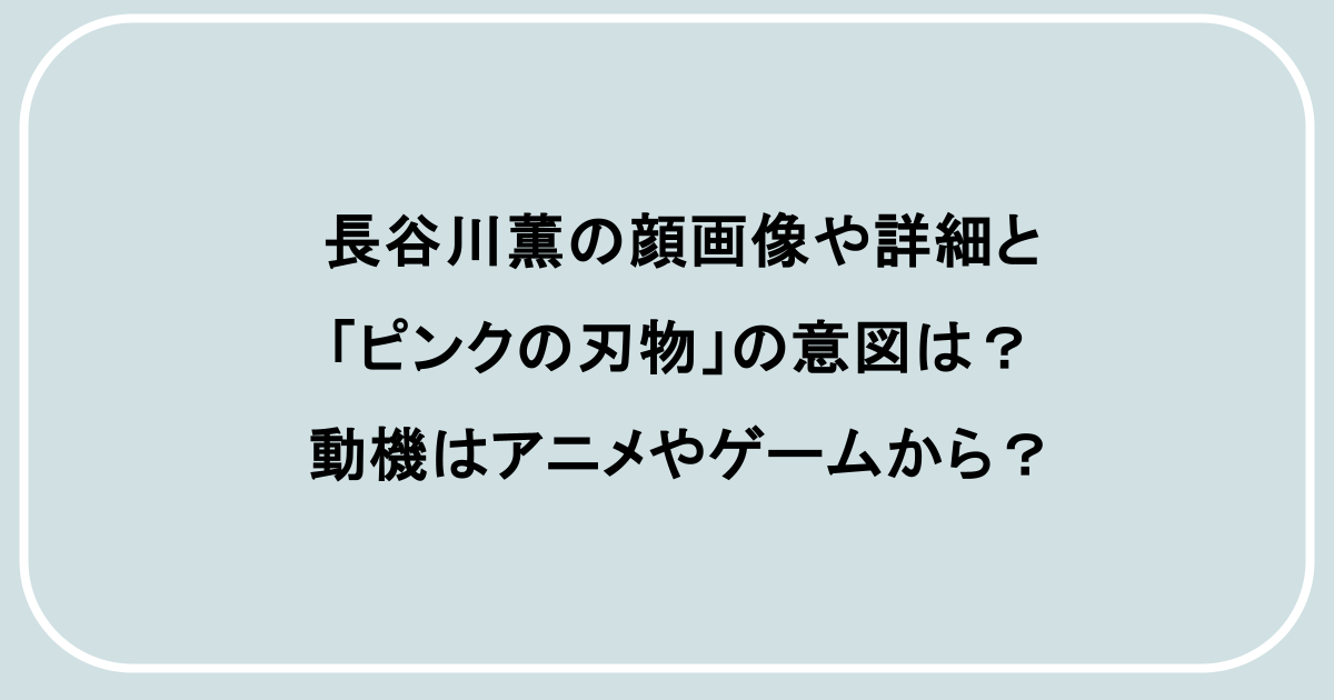 長谷川薫の顔画像や詳細と「ピンクの刃物」の意図は？動機はアニメやゲームから？