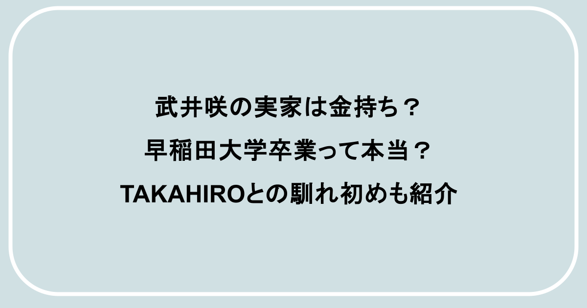 武井咲の実家は金持ち？早稲田大学卒業って本当？TAKAHIROとの馴れ初めも紹介